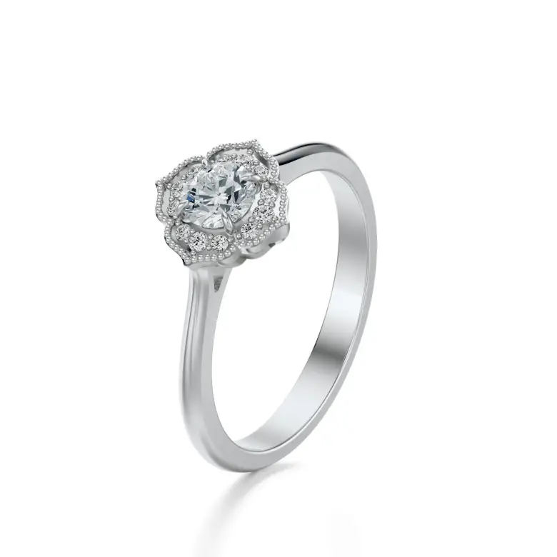 Pierścionek białe złoto z diamentami